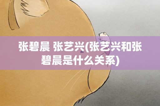 张碧晨 张艺兴(张艺兴和张碧晨是什么关系)