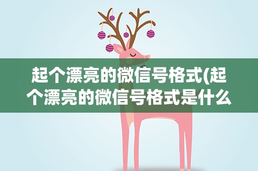 起个漂亮的微信号格式(起个漂亮的微信号格式是什么)