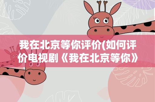 我在北京等你评价(如何评价电视剧《我在北京等你》)