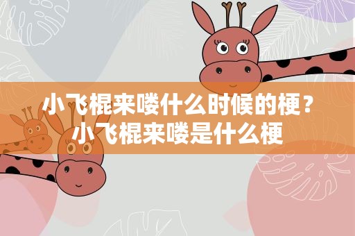 小飞棍来喽什么时候的梗？小飞棍来喽是什么梗