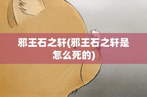 邪王石之轩(邪王石之轩是怎么死的)
