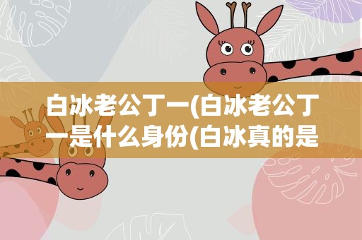 白冰老公丁一(白冰老公丁一是什么身份(白冰真的是富二代吗))