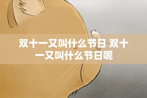 双十一又叫什么节日 双十一又叫什么节日呢