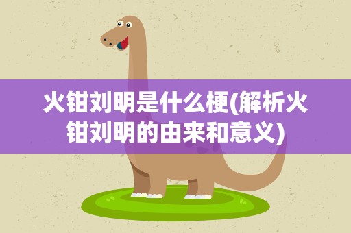 火钳刘明是什么梗(解析火钳刘明的由来和意义)