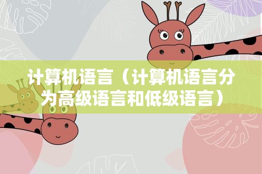 计算机语言（计算机语言分为高级语言和低级语言）