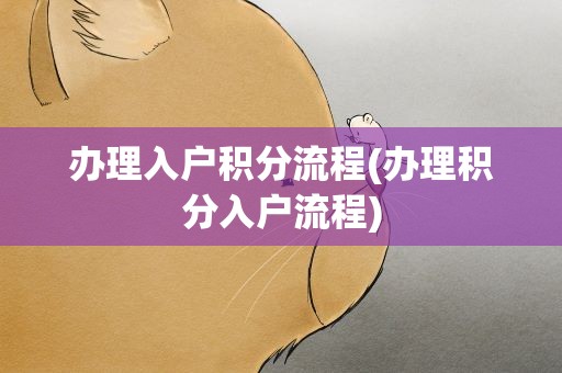 办理入户积分流程(办理积分入户流程)