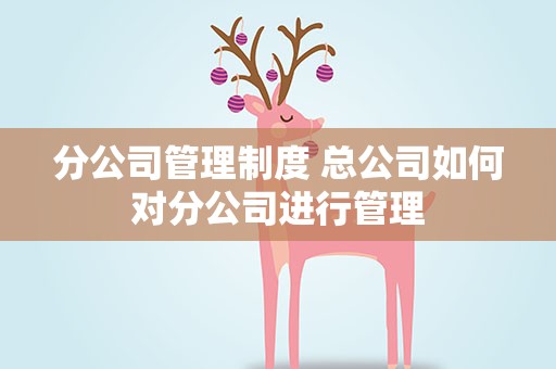 分公司管理制度 总公司如何对分公司进行管理