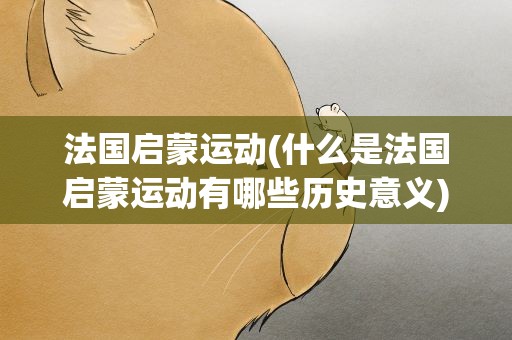 法国启蒙运动(什么是法国启蒙运动有哪些历史意义)