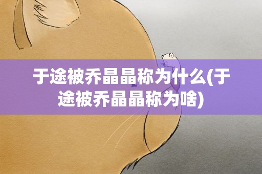 于途被乔晶晶称为什么(于途被乔晶晶称为啥)