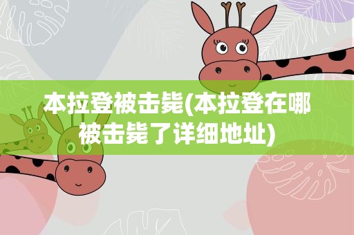 本拉登被击毙(本拉登在哪被击毙了详细地址)