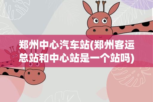郑州中心汽车站(郑州客运总站和中心站是一个站吗)