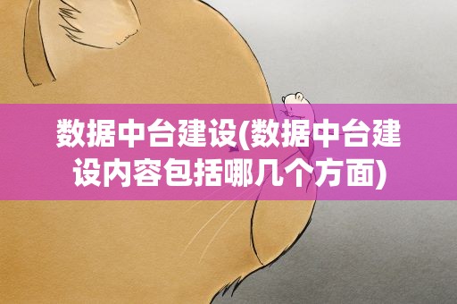数据中台建设(数据中台建设内容包括哪几个方面)