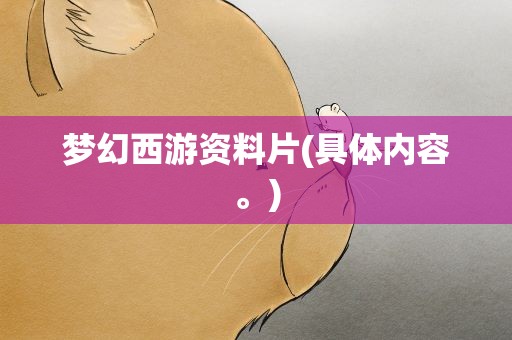 梦幻西游资料片(具体内容。)