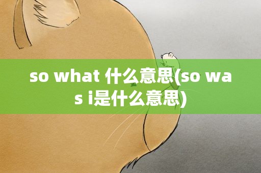 so what 什么意思(so was i是什么意思)