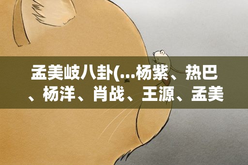 孟美岐八卦(...杨紫、热巴、杨洋、肖战、王源、孟美岐、杨超越)