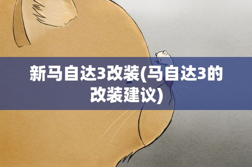 新马自达3改装(马自达3的改装建议)