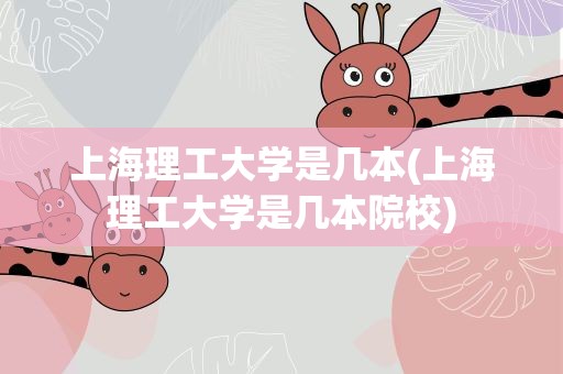上海理工大学是几本(上海理工大学是几本院校)