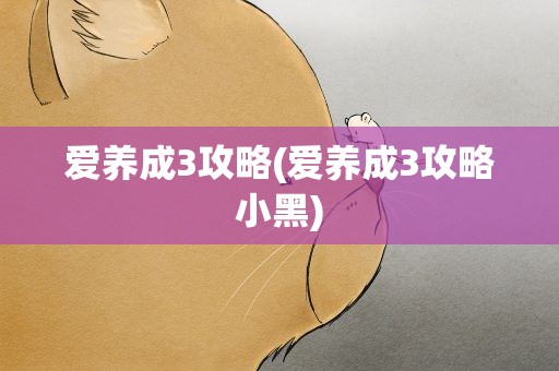 爱养成3攻略(爱养成3攻略小黑)