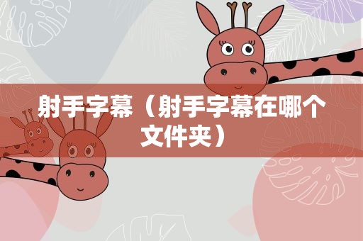 射手字幕（射手字幕在哪个文件夹）