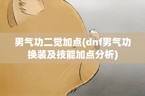 男气功二觉加点(dnf男气功换装及技能加点分析)