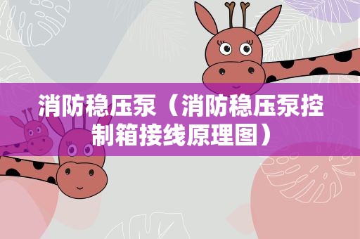 消防稳压泵（消防稳压泵控制箱接线原理图）