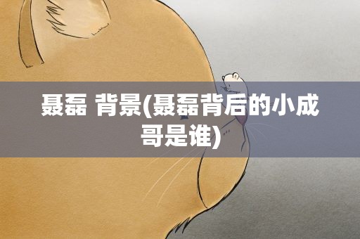聂磊 背景(聂磊背后的小成哥是谁)