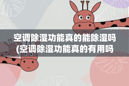 空调除湿功能真的能除湿吗(空调除湿功能真的有用吗)