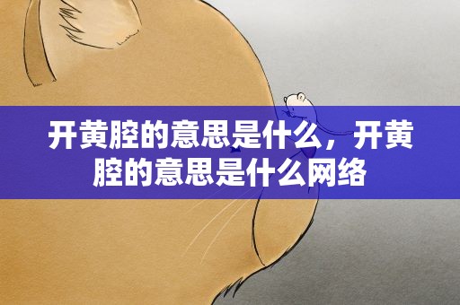 开黄腔的意思是什么，开黄腔的意思是什么网络
