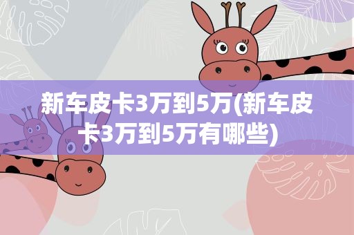 新车皮卡3万到5万(新车皮卡3万到5万有哪些)