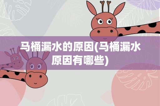 马桶漏水的原因(马桶漏水原因有哪些)