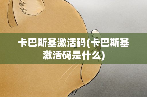 卡巴斯基激活码(卡巴斯基激活码是什么)