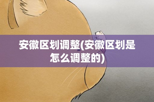 安徽区划调整(安徽区划是怎么调整的)