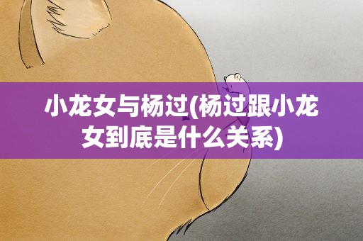 小龙女与杨过(杨过跟小龙女到底是什么关系)