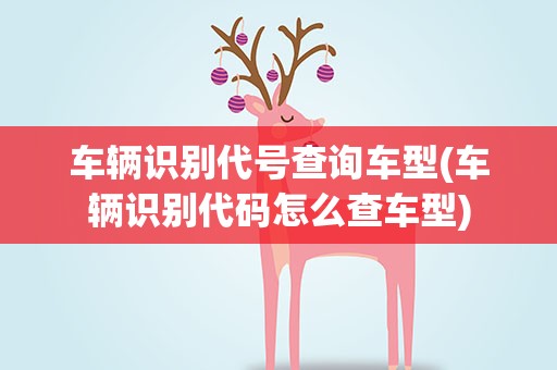 车辆识别代号查询车型(车辆识别代码怎么查车型)