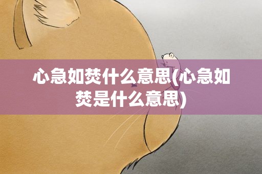 心急如焚什么意思(心急如焚是什么意思)