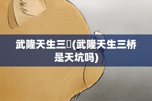 武隆天生三硚(武隆天生三桥是天坑吗)