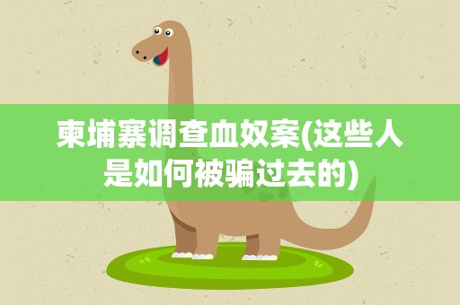柬埔寨调查血奴案(这些人是如何被骗过去的)
