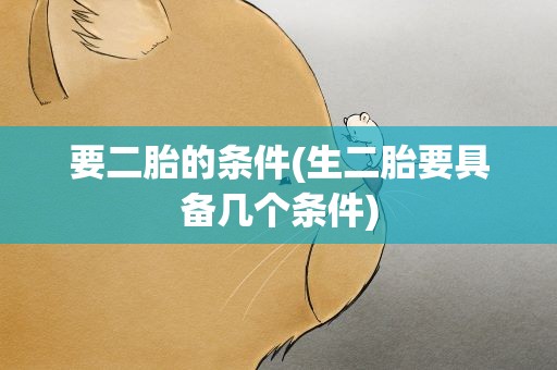 要二胎的条件(生二胎要具备几个条件)