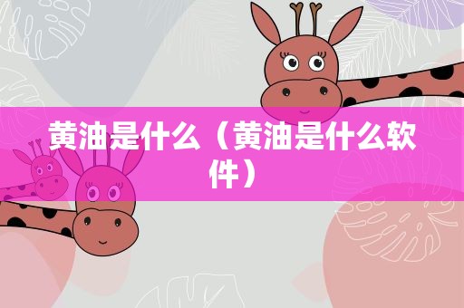 黄油是什么（黄油是什么软件）