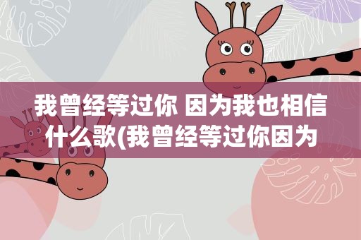 我曾经等过你 因为我也相信什么歌(我曾经等过你因为我也相信是什么歌)