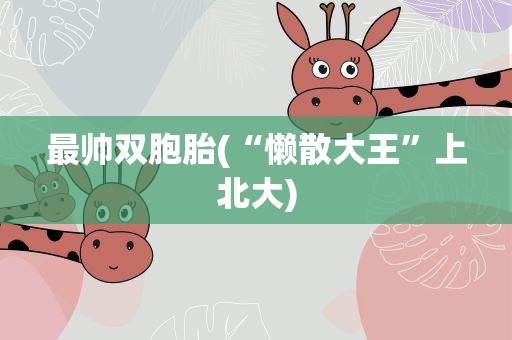 最帅双胞胎(“懒散大王”上北大)
