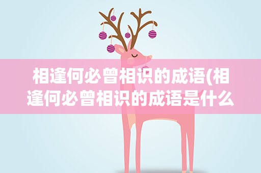 相逢何必曾相识的成语(相逢何必曾相识的成语是什么)