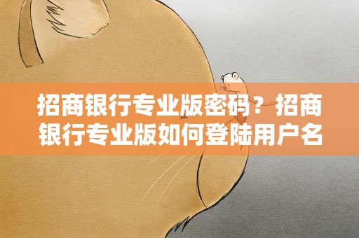 招商银行专业版密码？招商银行专业版如何登陆用户名,密码是填 哪儿的