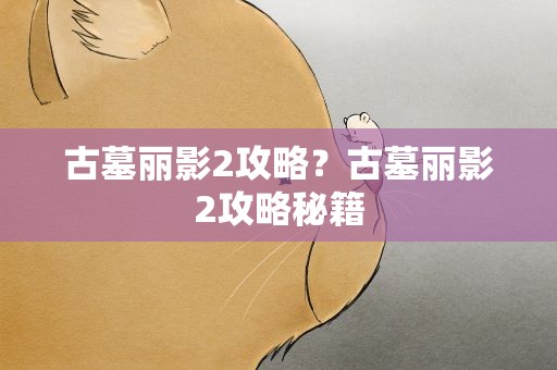 古墓丽影2攻略？古墓丽影2攻略秘籍