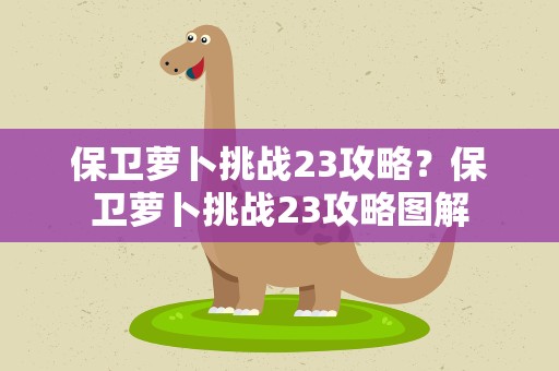 保卫萝卜挑战23攻略？保卫萝卜挑战23攻略图解