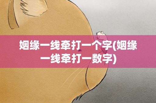 姻缘一线牵打一个字(姻缘一线牵打一数字)