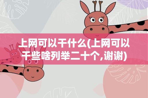 上网可以干什么(上网可以干些啥列举二十个,谢谢)
