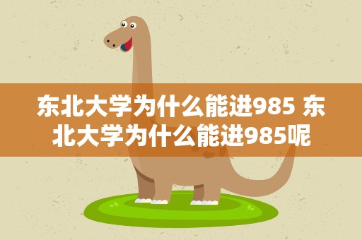 东北大学为什么能进985 东北大学为什么能进985呢