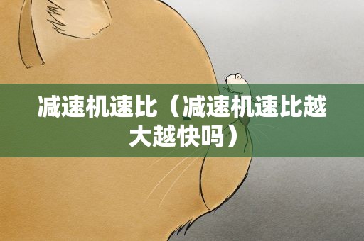 减速机速比（减速机速比越大越快吗）