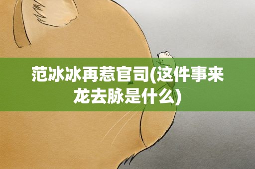 范冰冰再惹官司(这件事来龙去脉是什么)